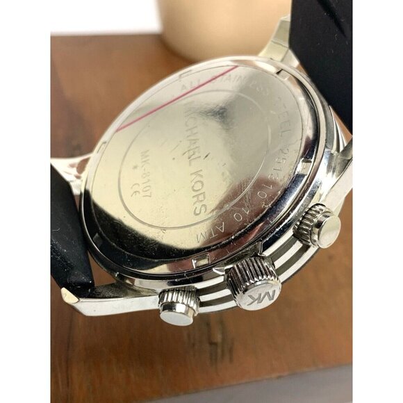 Michael Kors Men's Watch MK8107 Quartz Chronograph Black Dial Rubber Band 45mm - Picture 6 of 14